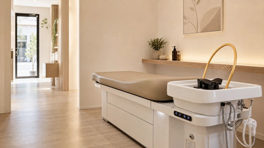 Table Head Spa professionnelle dans une cabine préparée pour la livraison