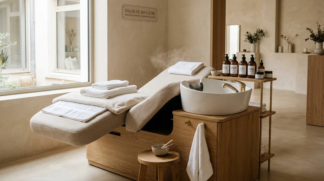 Station de head spa japonais professionnelle dans un salon moderne