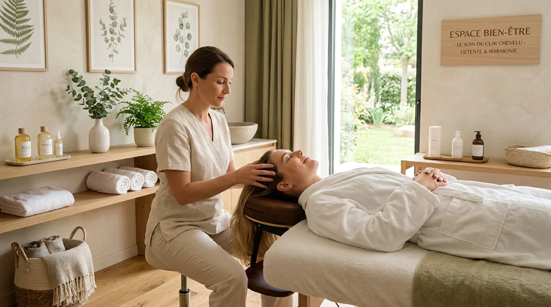 Espace bien-être professionnel dédié au massage du cuir chevelu