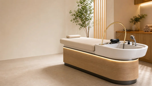 Table Head Spa professionnelle installée dans une cabine de salon élégante