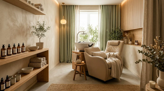 Espace de soin bien-être professionnel équipé de matériel de head spa