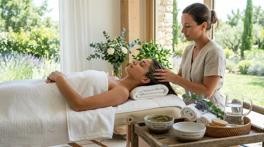 Rituel detox head spa réalisé en cabine pendant la saison estivale