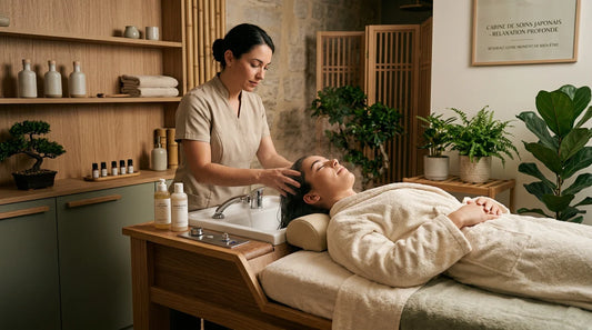 Séance de head spa professionnel dans une cabine de bien-être haut de gamme