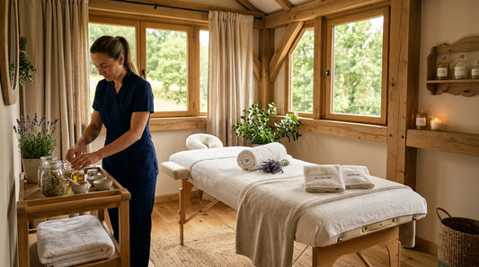 Table spa professionnelle installée dans une cabine de bien-être haut de gamme