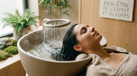 Séance de head spa illustrant le rituel japonais de soin du cuir chevelu