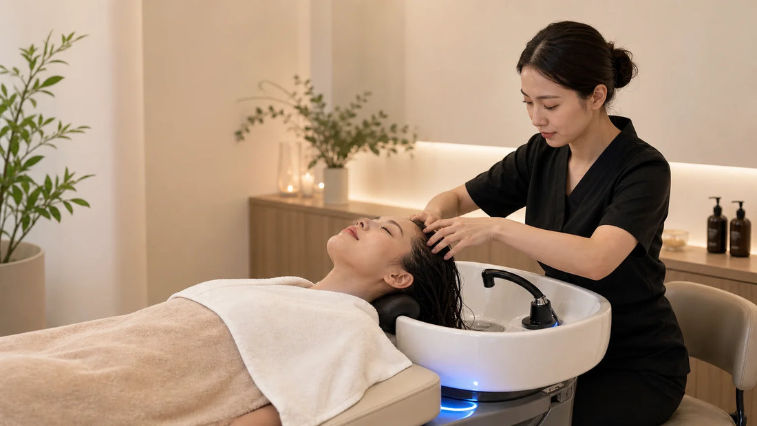 Séance de Head Spa japonais centrée sur la détente du cuir chevelu