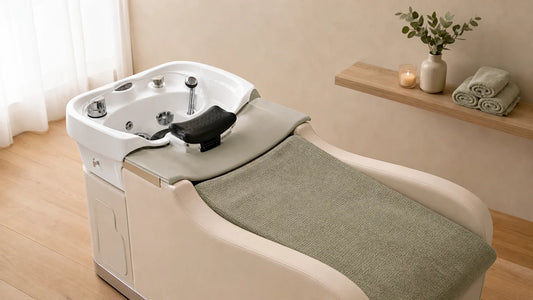 Vasque professionnelle Hair Spa propre avec accessoires d’entretien