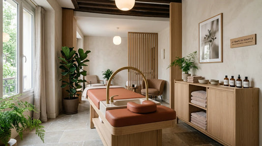 Salon équipé d'une table head spa professionnelle haut de gamme