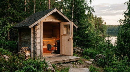 Sauna en bois dans un environnement naturel nordique