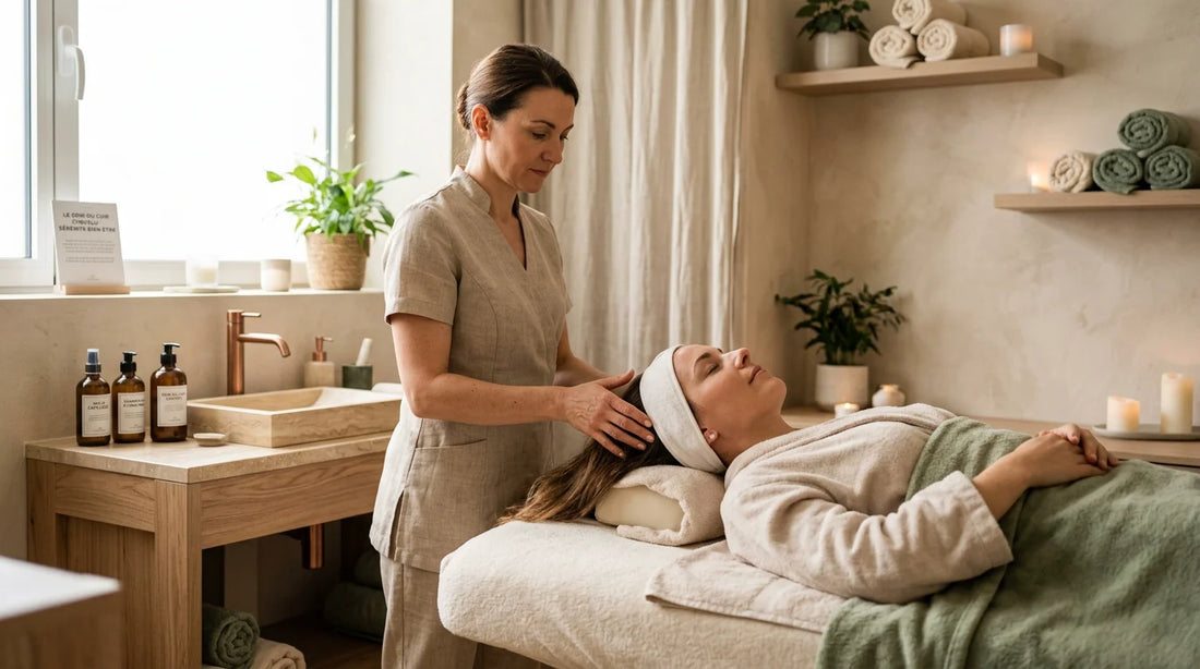 Massage professionnel du cuir chevelu dans un institut de bien-être
