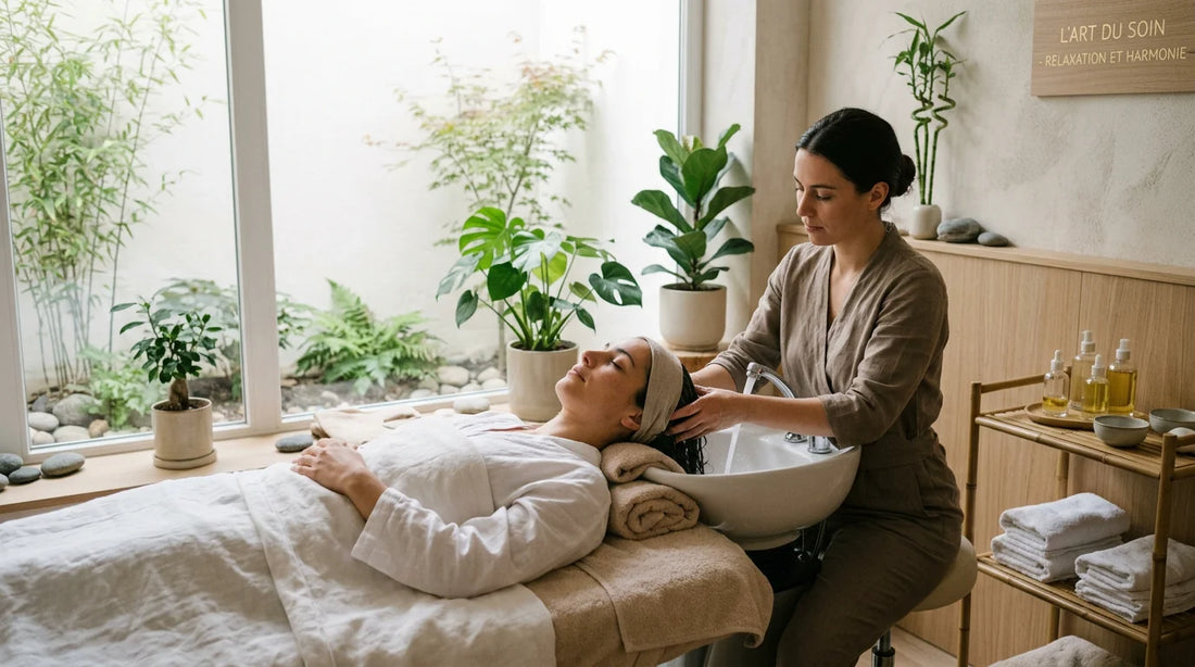 Client détendu pendant un soin head spa japonais