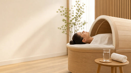 Personne utilisant un sauna japonais dôme dans un espace de bien-être