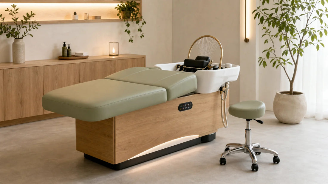 Équipement Head Spa professionnel dans une cabine lumineuse