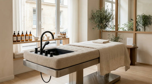 Station head spa professionnelle haut de gamme dans un salon de bien-être moderne