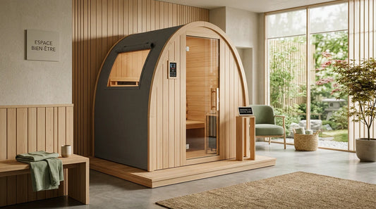 Dôme de sauna japonais infrarouge dans un espace bien-être épuré