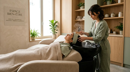 Soin Head Spa japonais dans un salon de bien-être professionnel