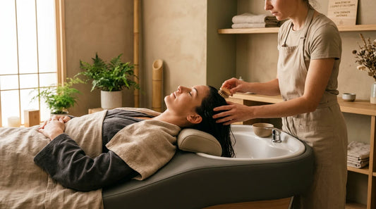 Séance de head spa japonais dans un espace de bien-être professionnel