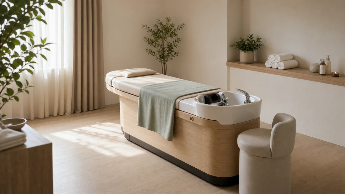 Espace spa professionnel équipé d’une table Head Spa