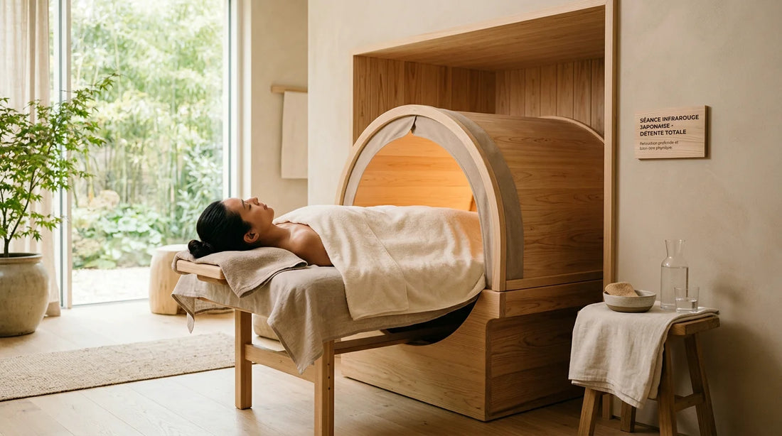Séance de sauna japonais à infrarouge dans un institut de bien-être