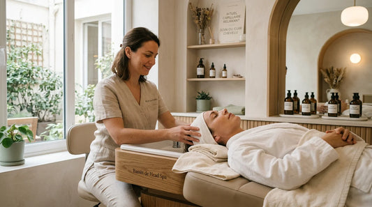 Table Head Spa professionnelle dans un salon de bien-être moderne
