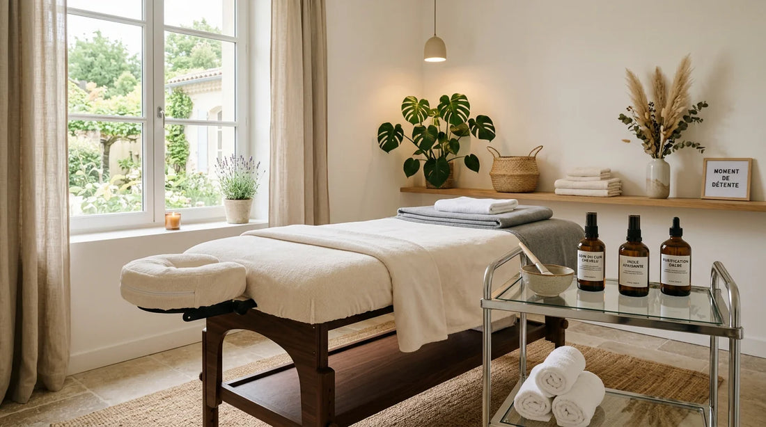 Salle de soin head spa professionnelle avec table dédiée