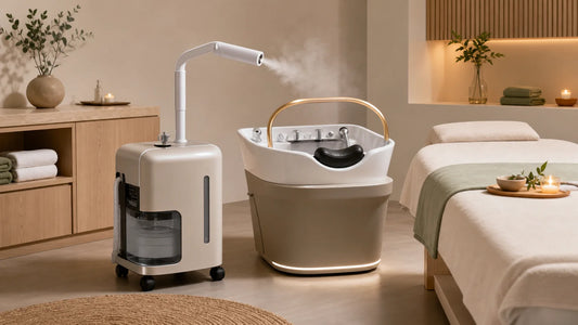 Appareil de fumigation Head Spa professionnel installé dans une cabine de soin
