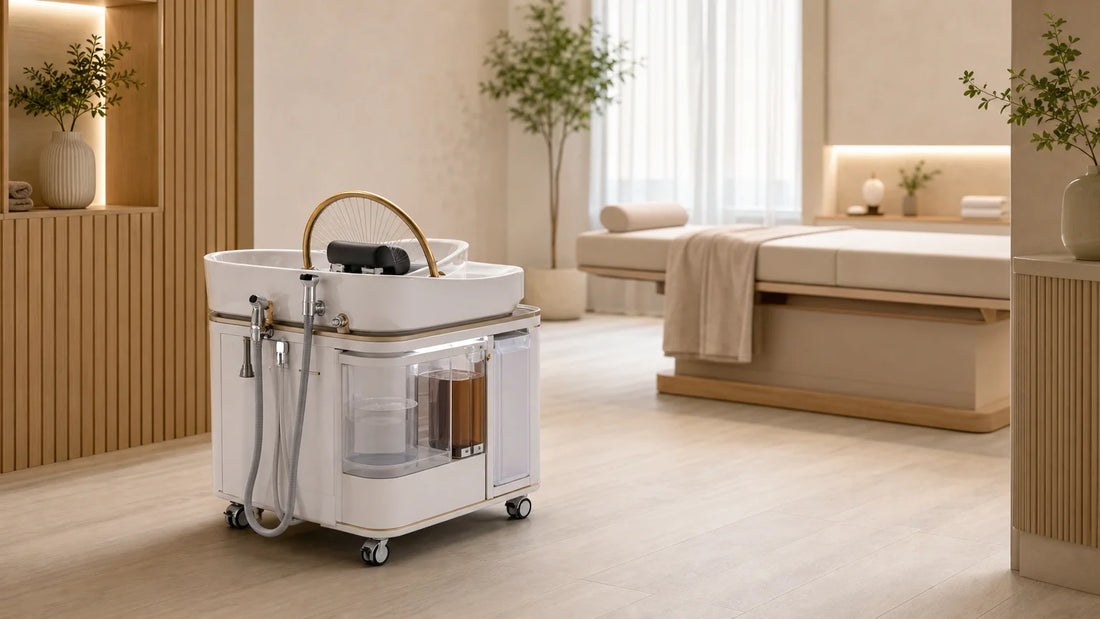 Bloc Head Spa autonome installé dans une cabine professionnelle