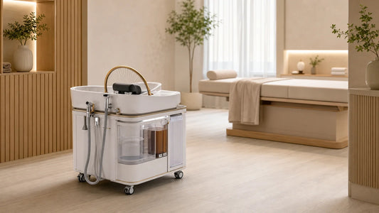 Bloc Head Spa autonome installé dans une cabine professionnelle