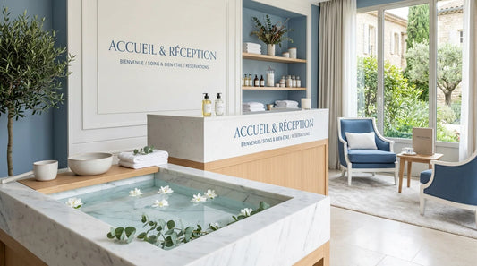 Espace bien-être professionnel avec une eau de spa parfaitement limpide