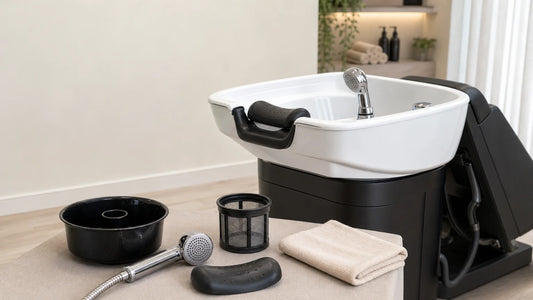 Bac Hair Spa propre avec accessoires d’entretien dans un salon professionnel