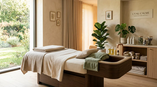 Intérieur élégant d'un salon head spa professionnel avec table de soin