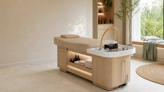 Table Head Spa professionnelle dans un salon de coiffure moderne