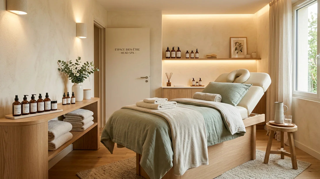 Salle de soin hair spa professionnelle haut de gamme dans un salon de bien-être