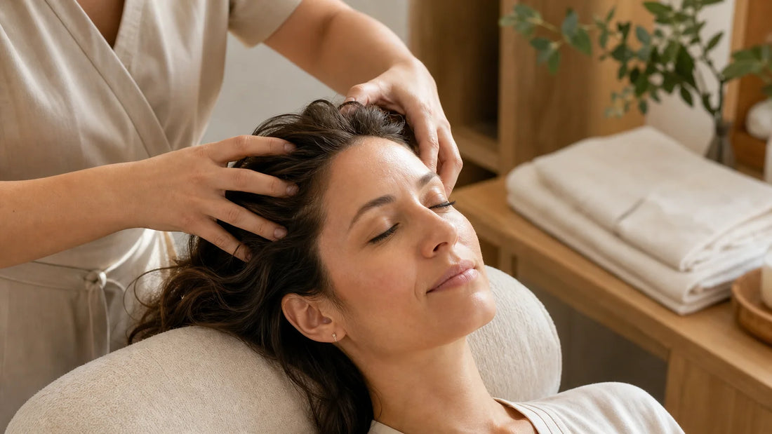 Massage du cuir chevelu dans un espace de soin apaisant