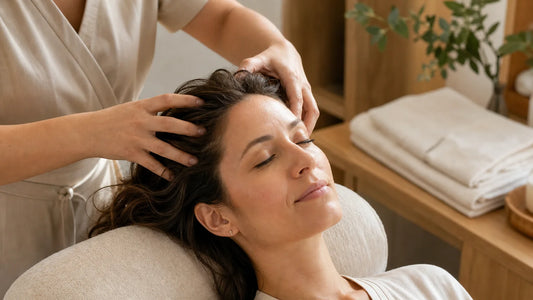Massage du cuir chevelu dans un espace de soin apaisant