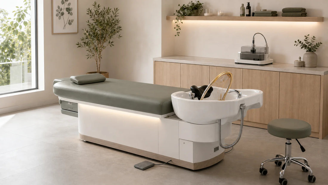 Cabine professionnelle équipée pour un soin Hair Spa