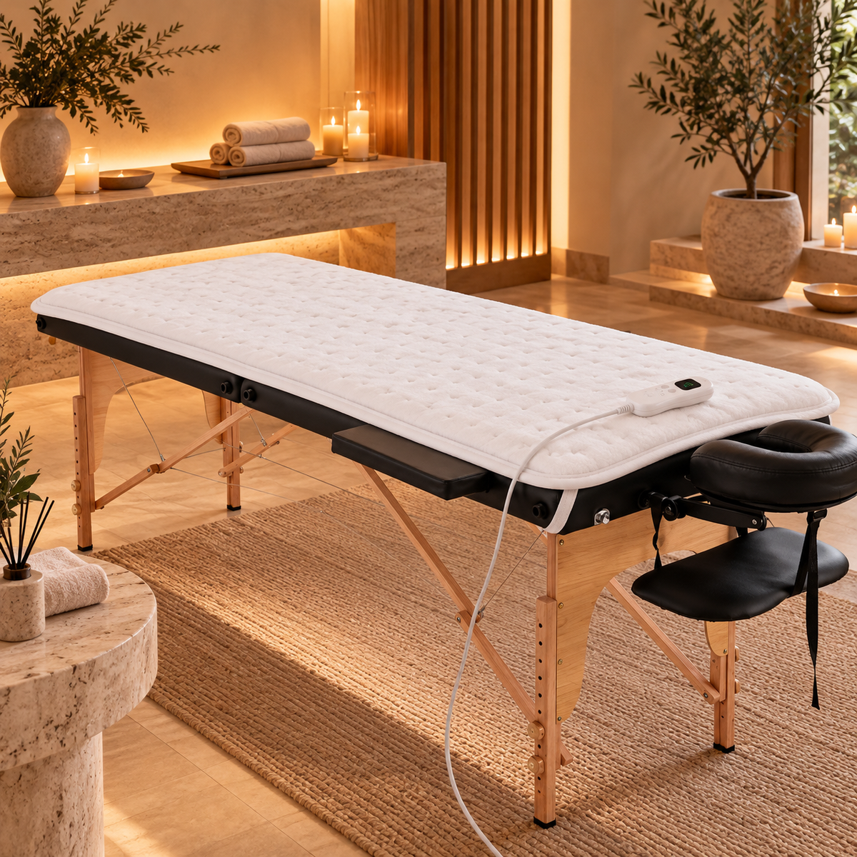 Mesa de massagem com colchão aquecido